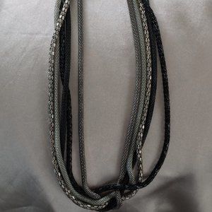 5 strands shiny black and silver necklace